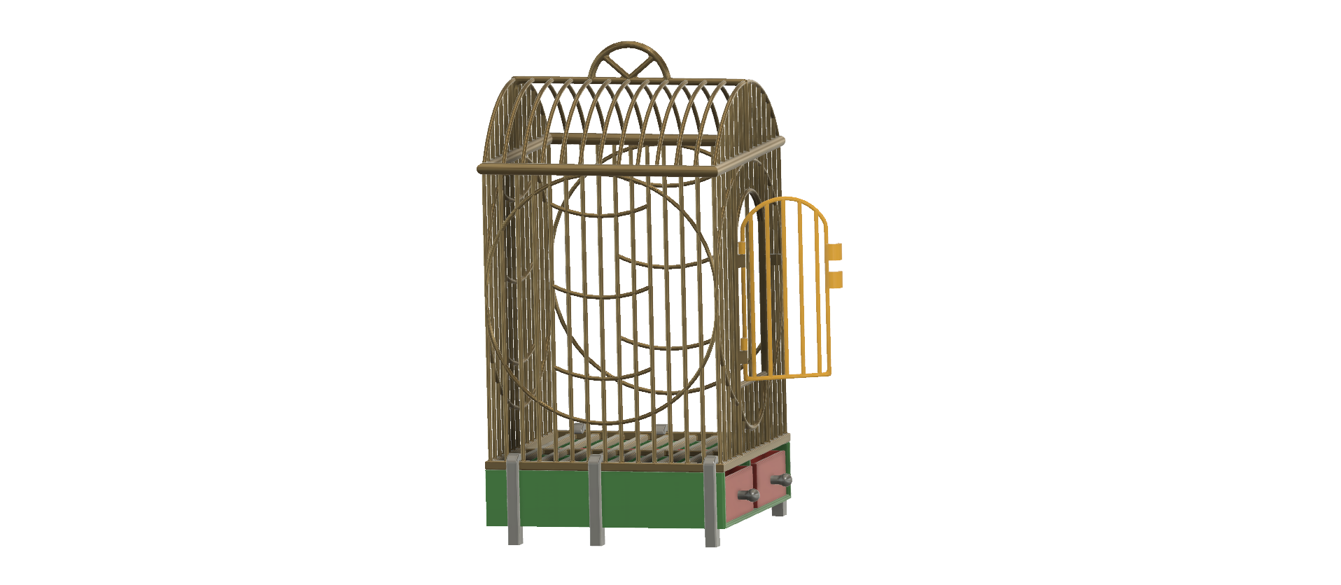 STL file House Style Economy bird cage for finches, canaries, parakeets ...